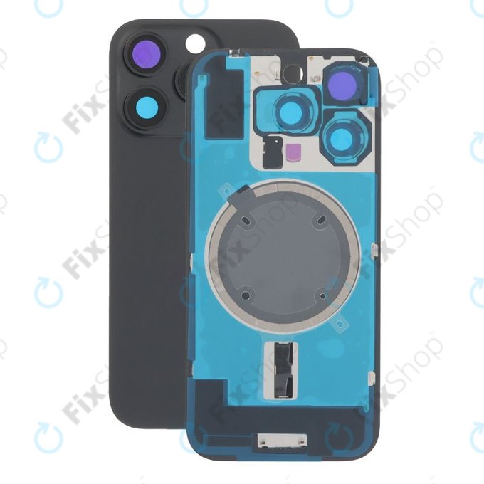 Apple iPhone 16 Pro - Sklo Zadního Housingu + Sklíčko Kamery + Kovová Destička + Magsafe Magnet (Black Titanium)