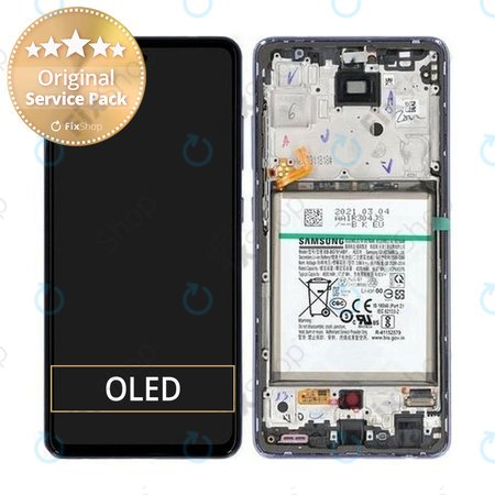 Samsung Galaxy A52 A525F, A526B - LCD Displej + Dotykové Sklo + Rám + Baterie (Awesome Violet) - GH82-25229C, GH82-25230C Genuine Service Pack