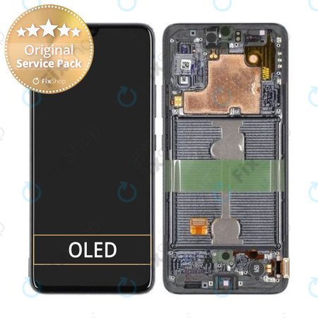 Samsung Galaxy A90 A908F - LCD Displej + Dotykové Sklo + Rám (Black) - GH82-21092A, GH82-21530A, GH82-21606A Genuine Service Pack