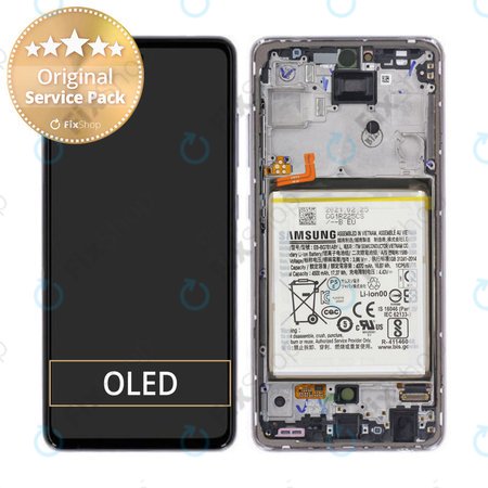 Samsung Galaxy A52s 5G A528B - LCD Displej + Dotykové Sklo + Rám + Baterie (Awesome Violet) - GH82-26912C, GH82-26909C Genuine Service Pack