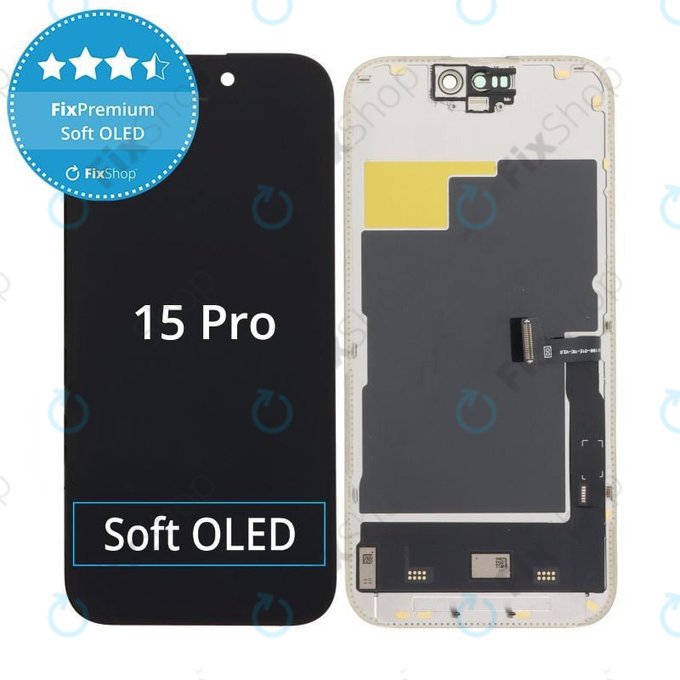 Displej Soft OLED pro iPhone 15 Pro - Dotykové sklo + Rám, DIAGNOSTIC