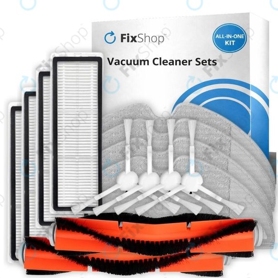 Sada náhradních dílů pro Xiaomi Mi Robot Vacuum Mop (Mijia 1C), 2 (Mijia 2C) 2 Pro+ (Mijia 1T) (2x Hlavní kartáč, 4x Filtr, 4x Boční kartáč, 4x Mopovací útěrka)