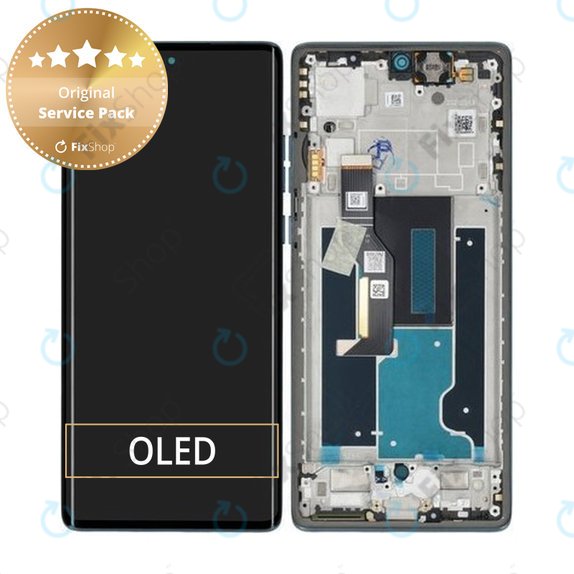 Motorola Edge 50 Fusion - LCD Displej + Dotykové Sklo + Rám (Forest Blue) - 5D68C24633 Genuine Service Pack
