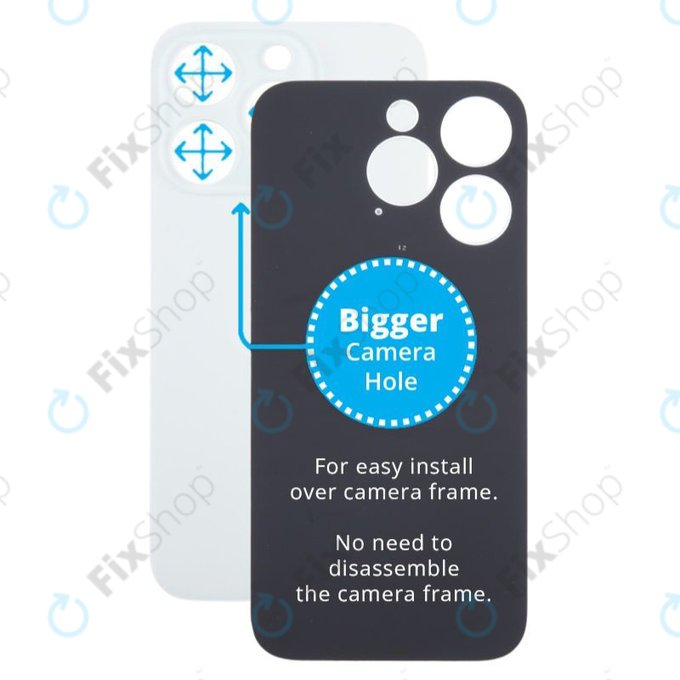 Apple iPhone 15 Pro - Sklo Zadního Housingu se Zvětšeným Otvorem na Kameru (White Titanium)