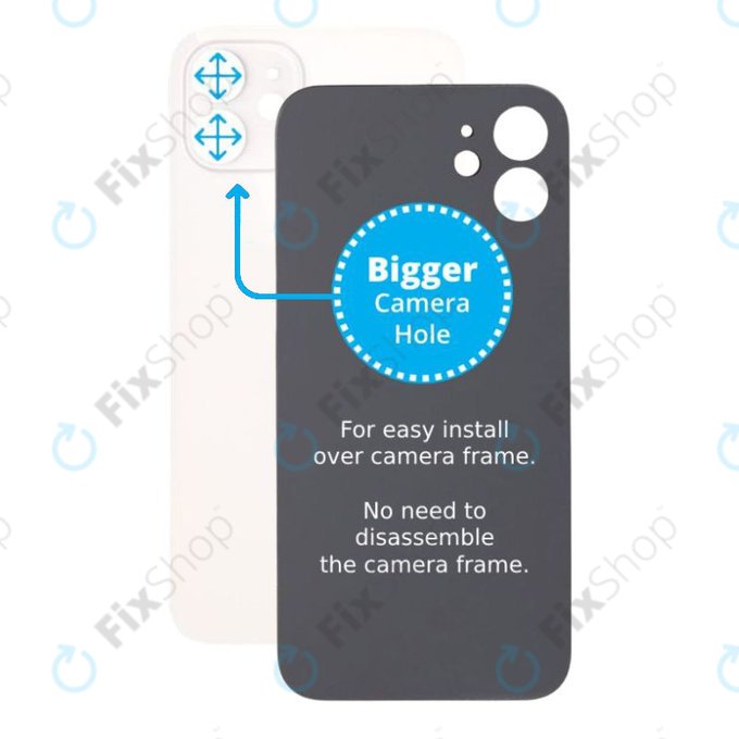 Apple iPhone 12 - Sklo Zadního Housingu se Zvětšeným Otvorem na Kameru (White)