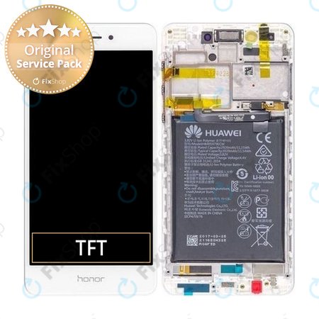 Huawei Nova Smart, Enjoy 6s, Honor 6c - LCD Displej + Dotykové Sklo + Rám + Baterie (White) - 02351FUU Genuine Service Pack