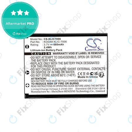 Baterie pro Kodak EasyShare, 660mAh, Li-Ion, 3.7V, LB-012, KLIC-7006, HQ