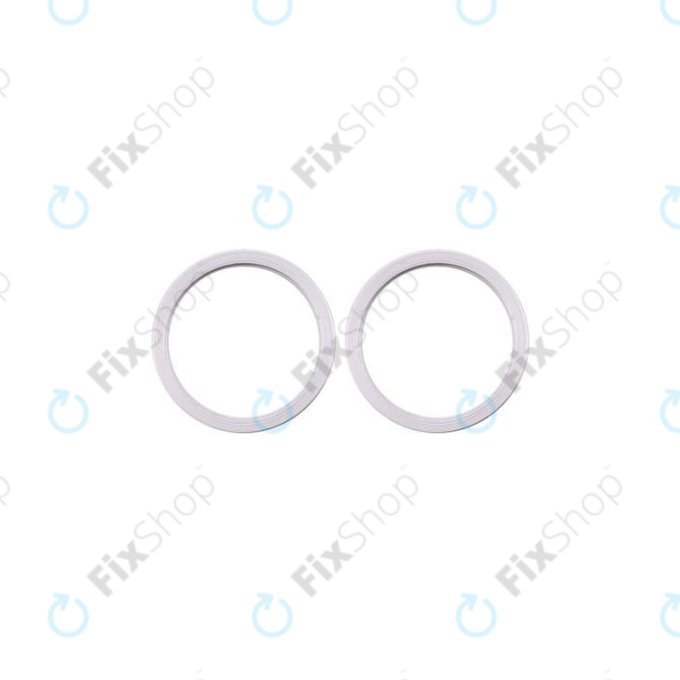 Apple iPhone 11, 12, 12 Mini - Rám Sklíčka Zadní Kamery (White) - 2ks