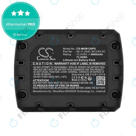 Baterie pro Milwaukee M12 Redlithium XC 4.0, 6000mAh, Li-Ion, 12V, M12 B3 XC, M12 B4 XC, HQ