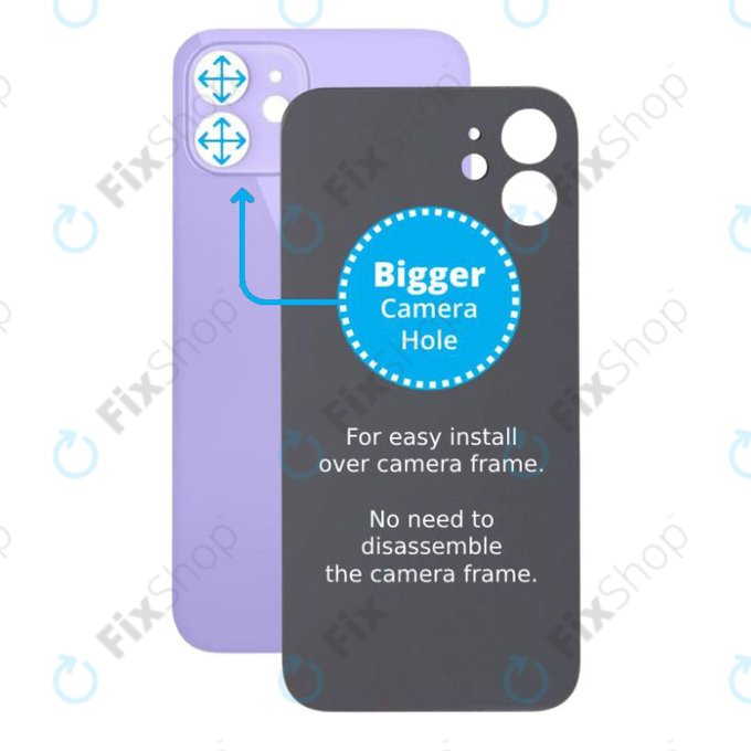 Apple iPhone 12 - Sklo Zadního Housingu se Zvětšeným Otvorem na Kameru (Purple)