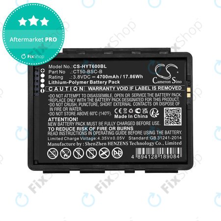 Baterie pro Honeywell CT50, Dolphin CT60, 4700mAh, Li-Pol, 3.8V, CT50-BSC-B, HQ