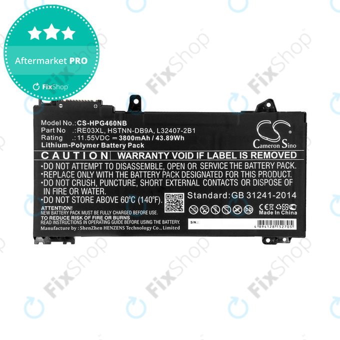 Baterie pro HP ProBook 455, 450, 445, 440, 430 G6, 3800mAh, Li-Pol, 11.55V, RE03XL, HQ