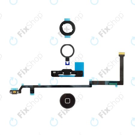 Apple iPad Air - Tlačítko Domů + Flex Kabel + Držák + Plastový Kroužek + Těsnění (Black)