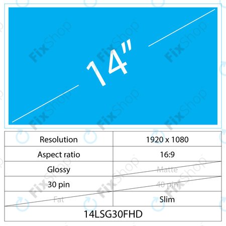 14 LCD Slim Lesklý 30 pin FHD