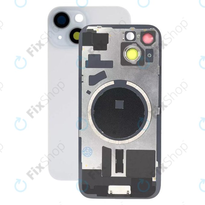 Apple iPhone 15 - Sklo Zadního Housingu + Sklíčko Kamery + Kovová Destička + Magsafe Magnet (Blue)