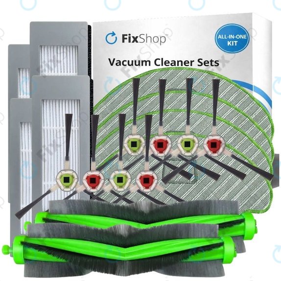 Sada náhradních dílů pro iRobot Roomba Combo 1138, Ecovacs Deebot Ozmo 930 (2x Hlavní kartáče, 4x Filtry, 4 páry Bočních kartáčů, 4x Mopovací utěrky)