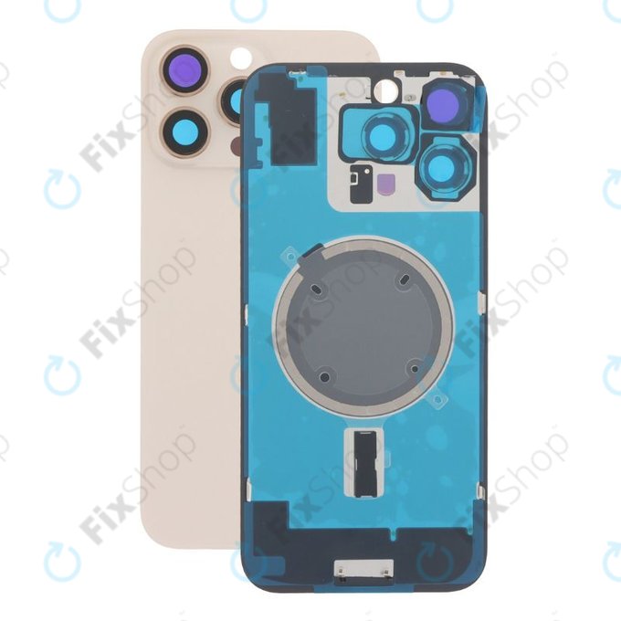 Apple iPhone 16 Pro Max - Sklo Zadního Housingu + Sklíčko Kamery + Kovová Destička + Magsafe Magnet (Desert Titanium)