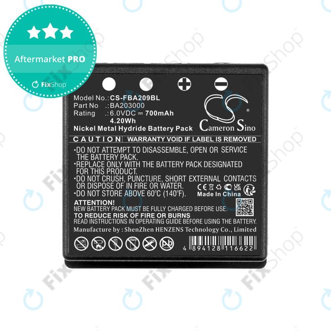 Baterie pro HBC Radiomatic Eco, 700mAh, Ni-MH, 6V, BA209060, HQ