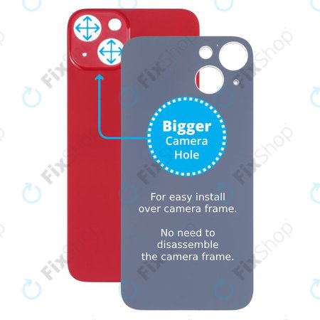Apple iPhone 13 - Sklo Zadního Housingu se Zvětšeným Otvorem na Kameru (Red)