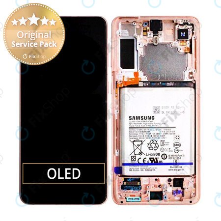 Samsung Galaxy S21 Plus G996B - LCD Displej + Dotykové Sklo + Rám + Baterie (Phantom Violet) - GH82-24555B, GH82-24744B, GH82-24505B Genuine Service Pack