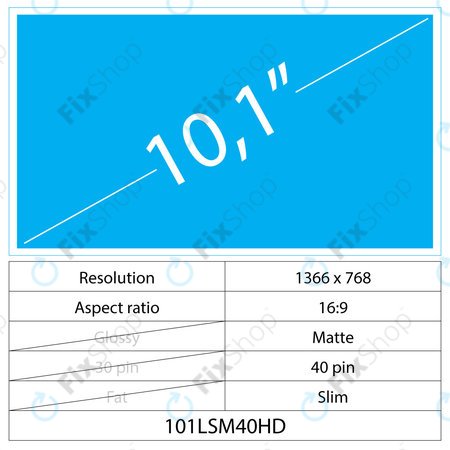 10.1 LCD Slim Matný 40 pin HD