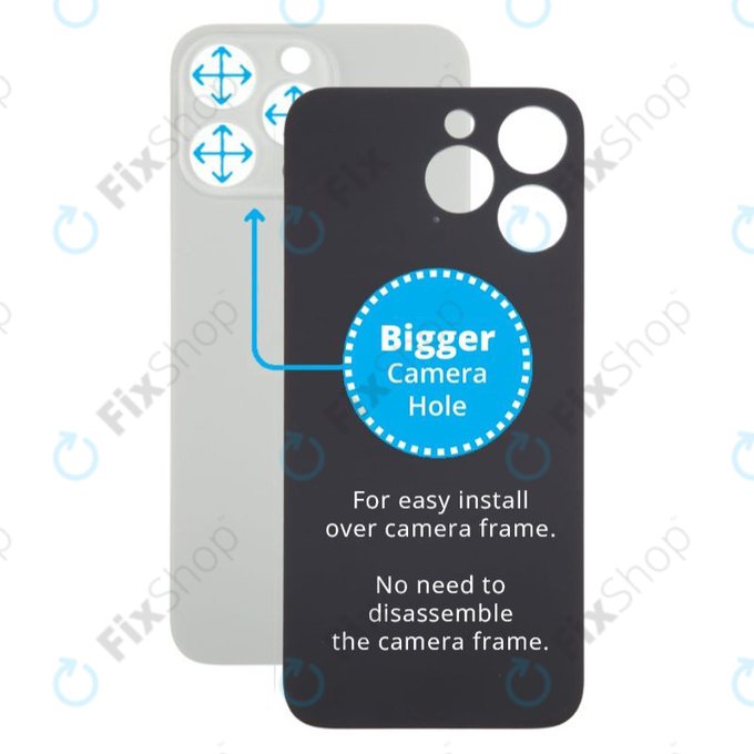 Apple iPhone 15 Pro Max - Sklo Zadního Housingu se Zvětšeným Otvorem na Kameru (Natural Titanium)