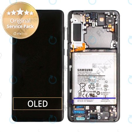 Samsung Galaxy S21 Plus G996B - LCD Displej + Dotykové Sklo + Rám + Baterie (Phantom Black) - GH82-24555A, GH82-24744A, GH82-24505A Genuine Service Pack