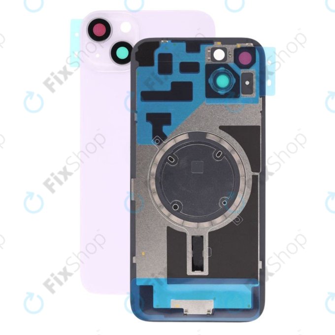 Apple iPhone 14 Plus - Sklo Zadního Housingu + Sklíčko Kamery + Kovová Destička + Magsafe Magnet (Purple)