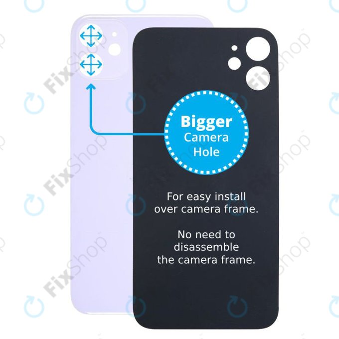 Apple iPhone 11 - Sklo Zadního Housingu se Zvětšeným Otvorem na Kameru (Purple)