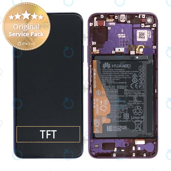 Huawei Nova 5T - LCD Displej + Dotykové Sklo + Rám + Baterie (Midsummer Purple) - 02353EBH Genuine Service Pack