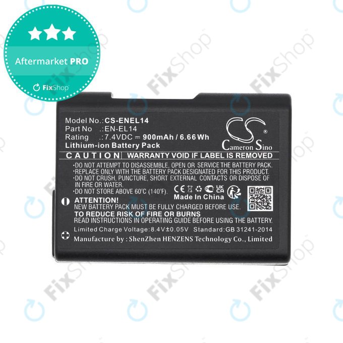 Baterie pro Nikon D3100 DSLR, 900mAh, Li-Ion, 7.4V, EN-EL14, HQ