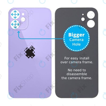 Apple iPhone 12 Mini - Sklo Zadního Housingu se Zvětšeným Otvorem na Kameru (Purple)