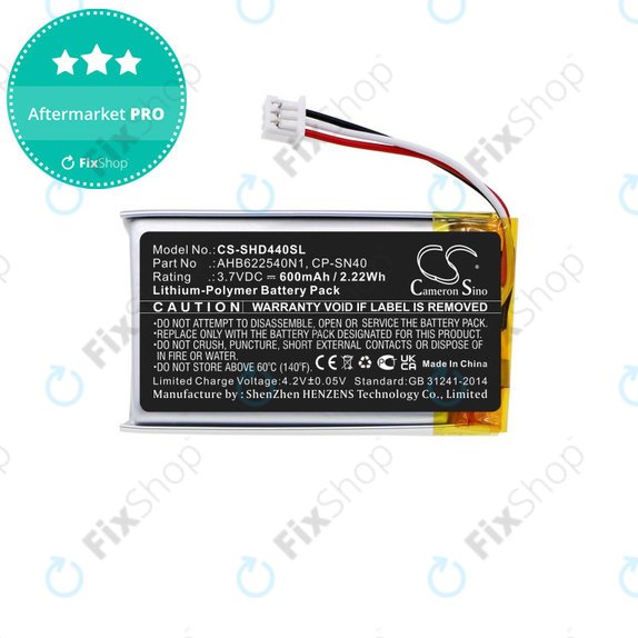 Baterie pro Sennheiser Momentum 2.0, 3.0, Urbanite XL, 600mAh, Li-Pol, 3.7V, AHB622540N1, HQ