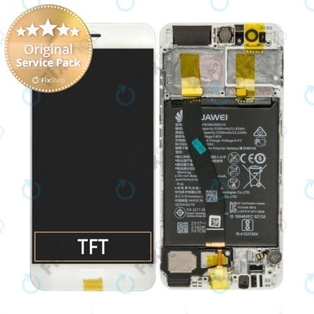 Huawei P10 - LCD Displej + Dotykové Sklo + Rám + Baterie (Mystic Silver) - 02351DQN, 02351GVS, 02351ENH Genuine Service Pack