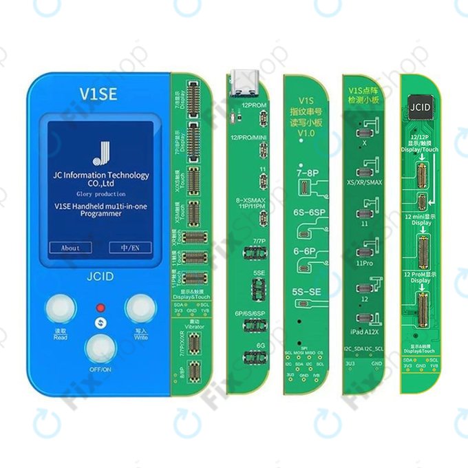 JC V1SE Programmer + LCD, Battery, Fingerprint, Face ID a 12-series Boards (iPhone 7 - 12 Pro Max)