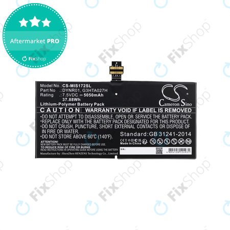 Baterie pro Microsoft Surface Pro 4, 5050mAh, Li-Pol, 7.5V, DYNR01, HQ