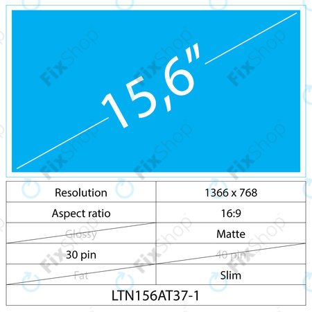 15.6 LCD Slim Matný 30 pin HD