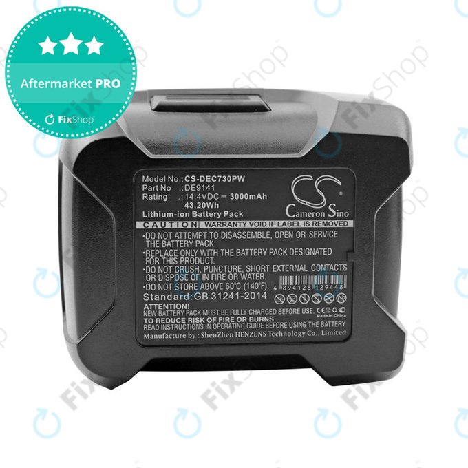 Baterie pro Dewalt DC528, DC612, DC728, DC830, Wurth BS 14-A, 3000mAh, Li-Ion, 14.4V, DE9141, HQ