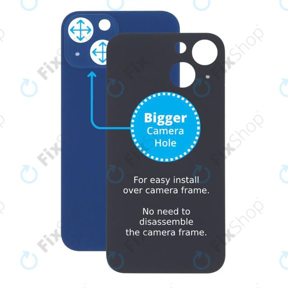 Apple iPhone 13 Mini - Sklo Zadního Housingu se Zvětšeným Otvorem na Kameru (Blue)