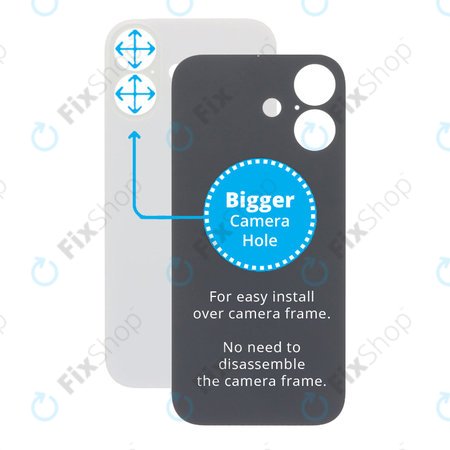 Apple iPhone 17 - Sklo Zadního Housingu se Zvětšeným Otvorem na Kameru (White)