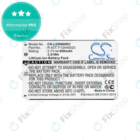 Baterie pro Logitech Harmony 720, 780, 880, 890, 900, 950mAh, Li-Ion, 3.7V, R-IG7, HQ