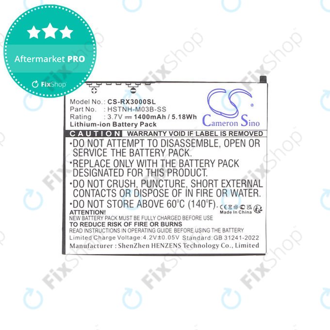 Baterie pro HP Compaq iPAQ rx3000, rx3115, rx3700, hx2110, hx2790, 1400mAh, Li-Ion, 3.7V, HSTNH-M03B-SS, HQ